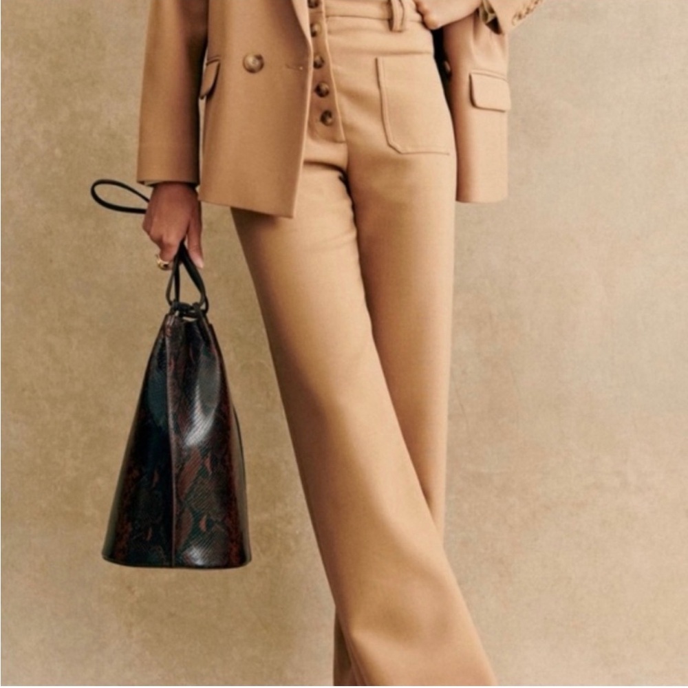 Sezane High-Rise Wide-Leg Pants in Camel